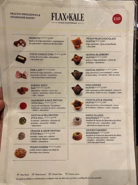 menu 0 of Flax & Kale