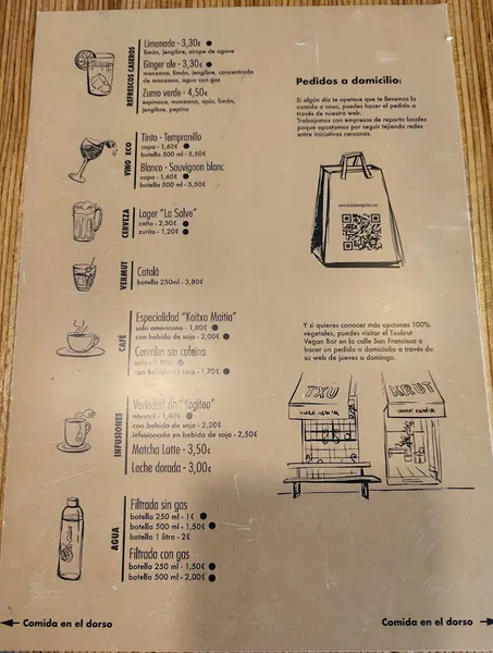 menu 2 of La Camelia Vegan Bar