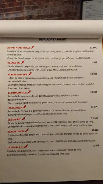 menu 2 of Thai Korat