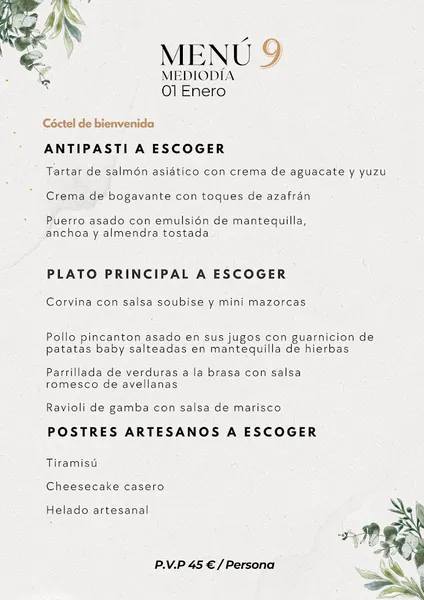 menu 0 of Nine Barcelona