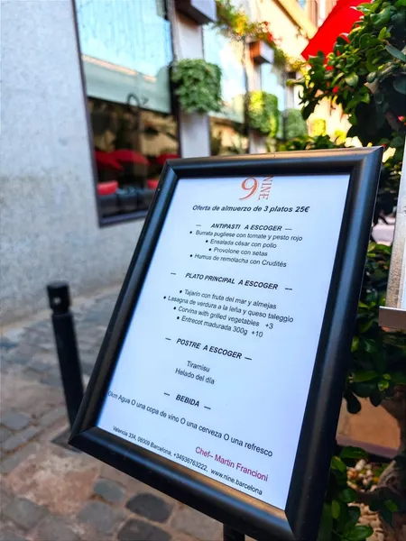 menu 1 of Nine Barcelona