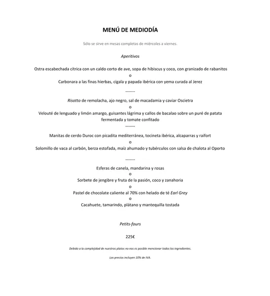 menu 0 of Restaurante Lasarte by Martín Berasategui