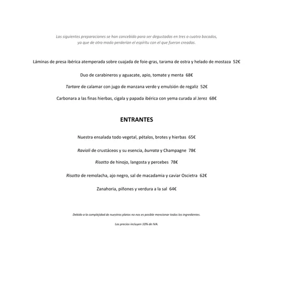 menu 1 of Restaurante Lasarte by Martín Berasategui