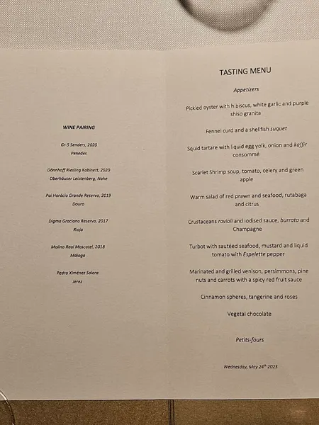 menu 2 of Restaurante Lasarte by Martín Berasategui