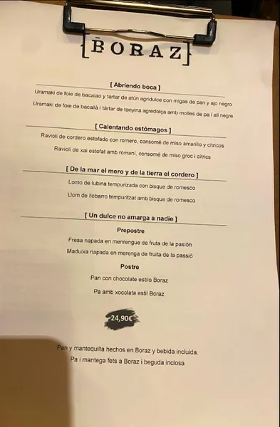 menu 0 of Boraz