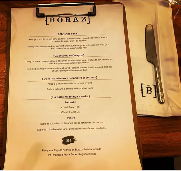 menu 1 of Boraz