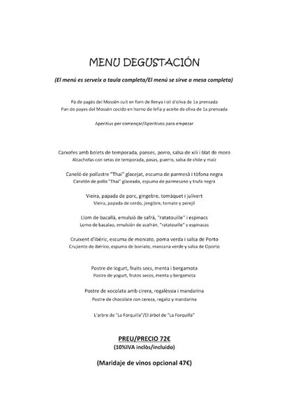 menu 0 of La Forquilla Restaurant