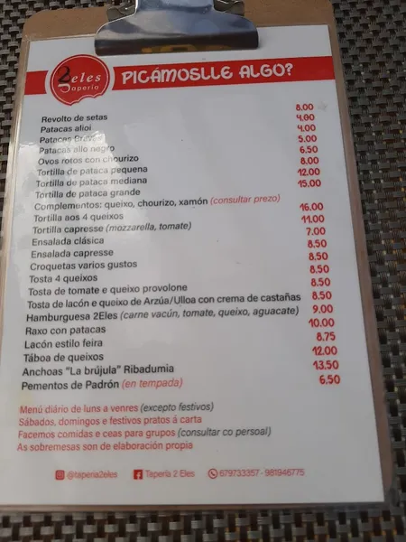 menu 1 of Taperia 2 eles