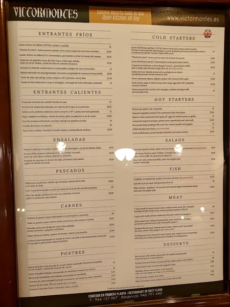 menu 1 of Restaurante Víctor Montes