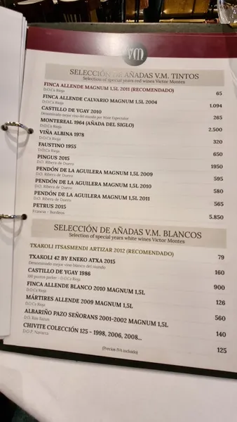 menu 2 of Restaurante Víctor Montes