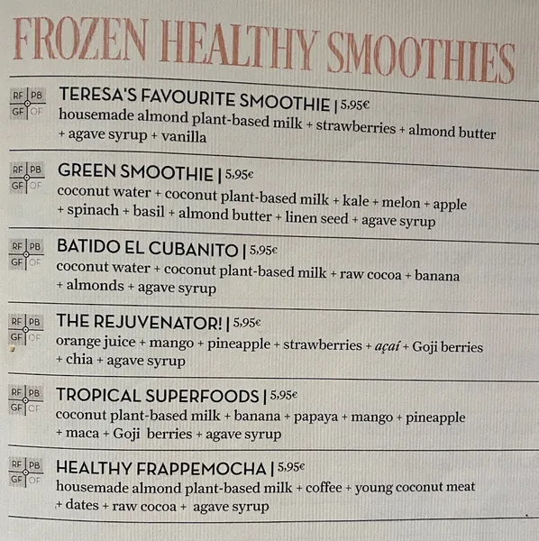 menu 0 of Flax & Kale Passage