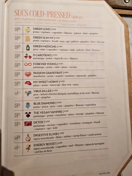 menu 2 of Flax & Kale Passage