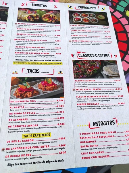 menu 1 of Cantina Mariachi