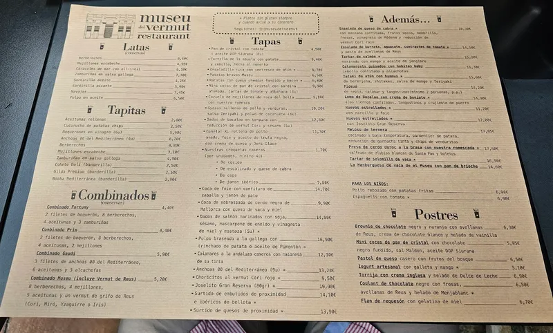 menu 0 of Restaurant Museu del Vermut