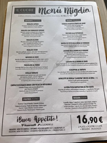 menu 0 of Il Cuore Ristorante Pizzería