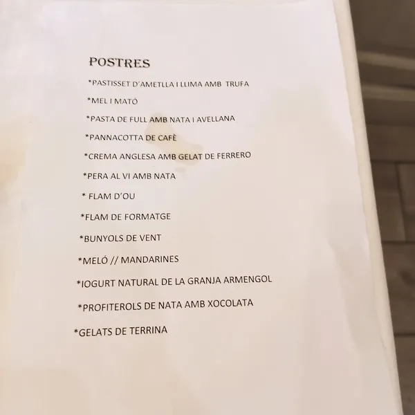 menu 0 of Restaurante Cal Marc