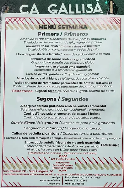 menu 0 of Restaurante Cal Gallisà