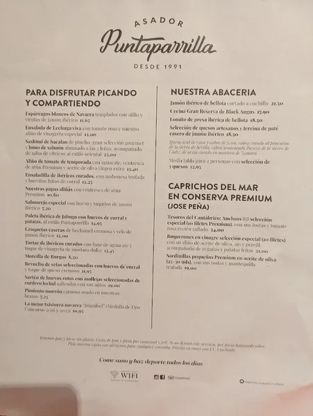 menu 0 of Restaurante Asador Puntaparrilla