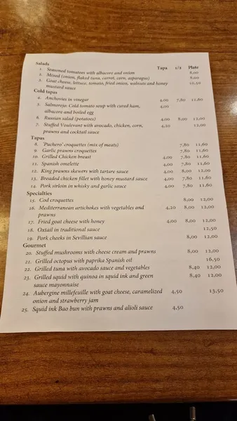 menu 0 of Bar Catedral Sevilla