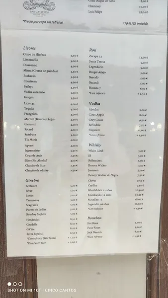 menu 2 of Bar Catedral Sevilla