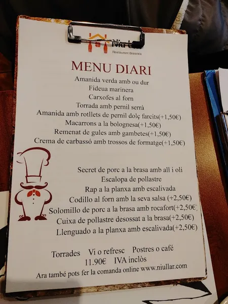 menu 2 of Restaurant Niu Llar
