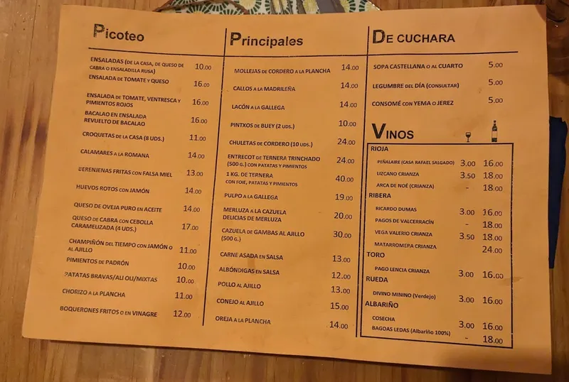 menu 0 of Peñalaire