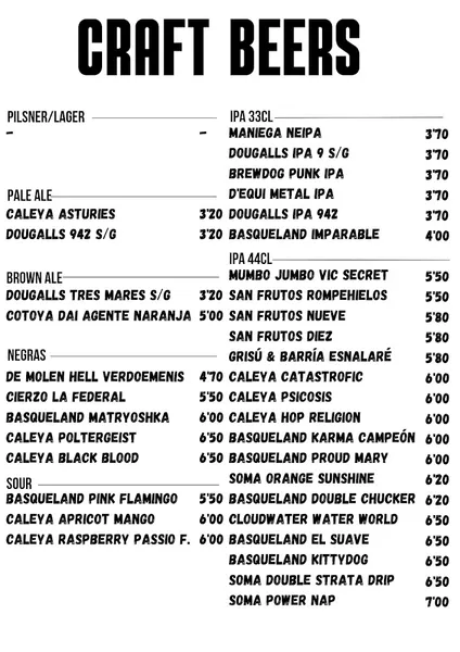 menu 1 of Cervecería bar La Mina