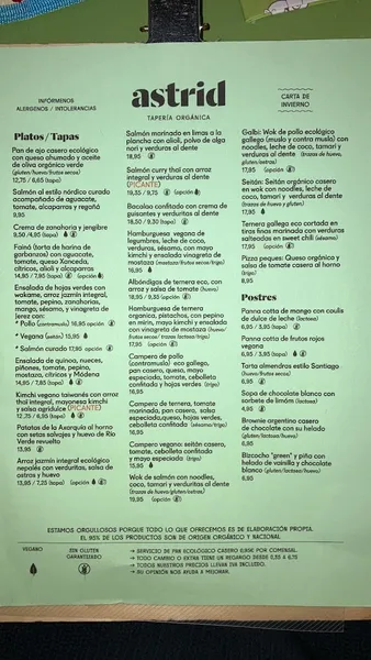 menu 2 of Restaurante Organico Malaga - Taperia Organica Astrid
