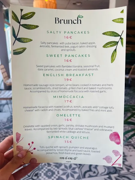 menu 0 of MIMO Vegan