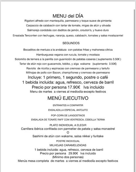 menu 0 of Restaurante el Antojito
