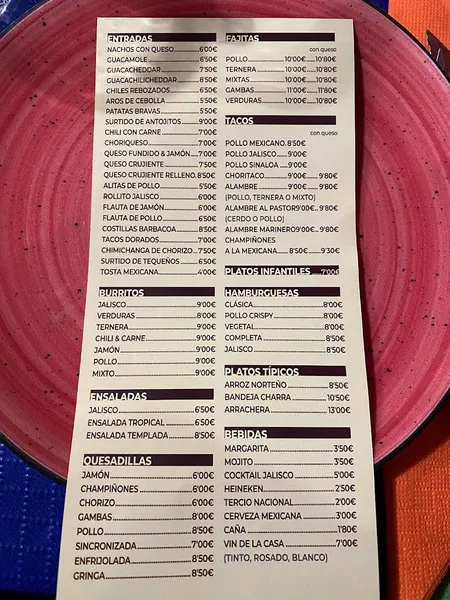 menu 0 of Jalisco Restaurante