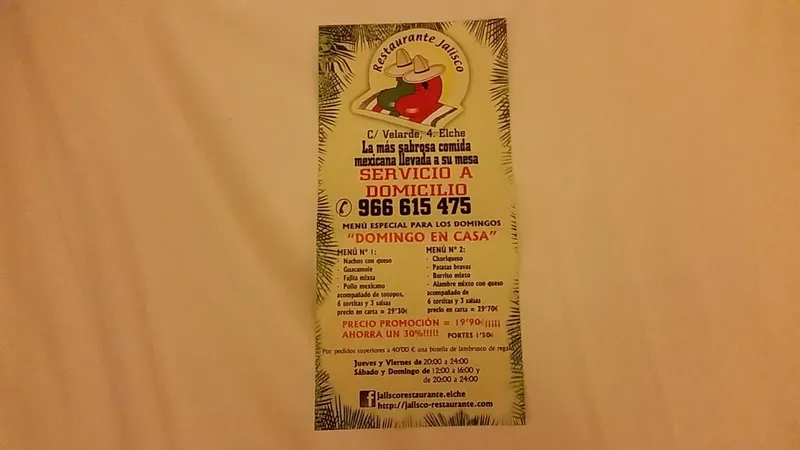 menu 1 of Jalisco Restaurante