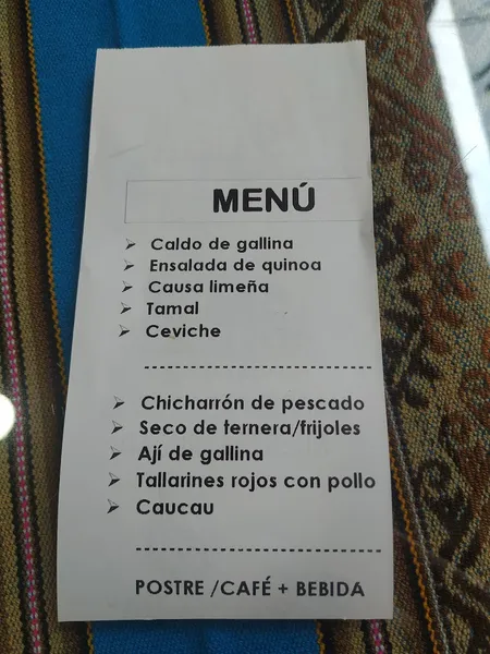 menu 2 of Restaurante Peruano Huacatay