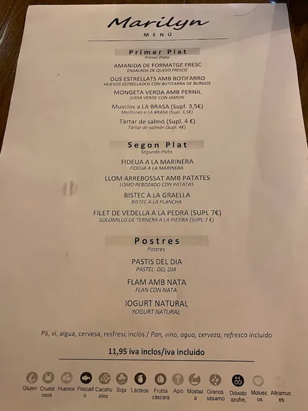 menu 0 of Marilyn Restaurant Cocteleria
