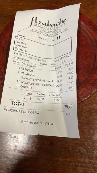 menu 2 of Restaurante Azabache