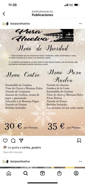 menu 2 of Pura Huelva