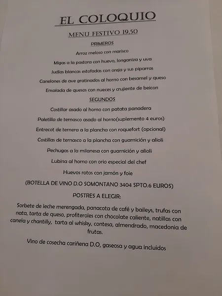 menu 0 of Restaurante en Zaragoza El Coloquio