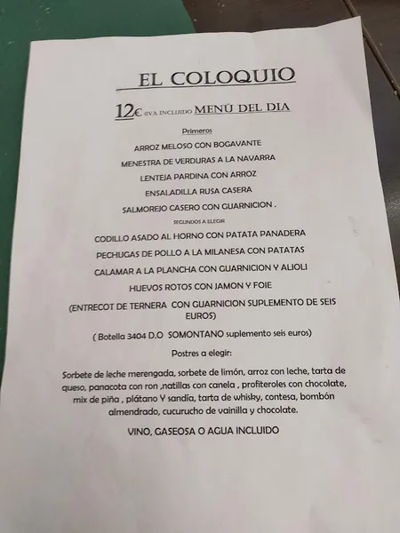 menu 1 of Restaurante en Zaragoza El Coloquio