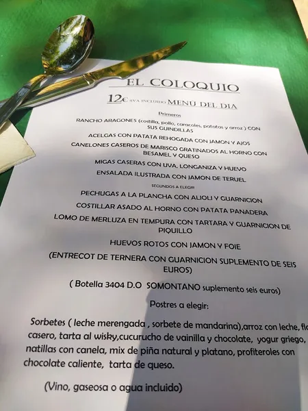 menu 2 of Restaurante en Zaragoza El Coloquio