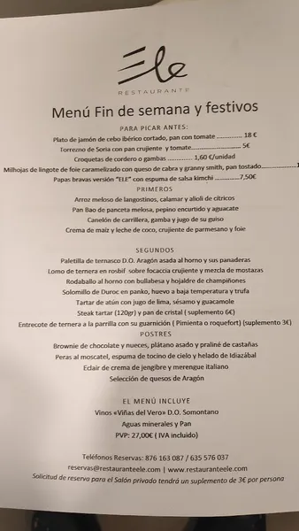 menu 1 of Restaurante Ele