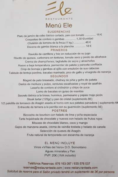 menu 2 of Restaurante Ele