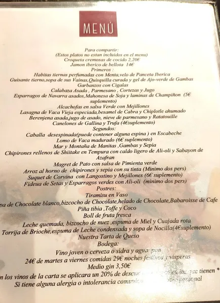menu 0 of Urola Restaurante