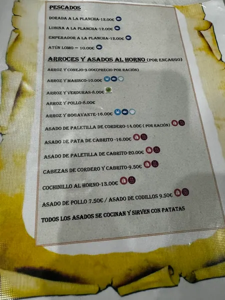 menu 0 of Restaurante Las Cumbres