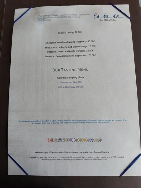 menu 0 of Restaurante Cabaña Buenavista