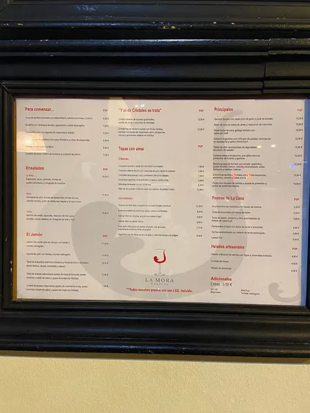 menu 1 of La Mora