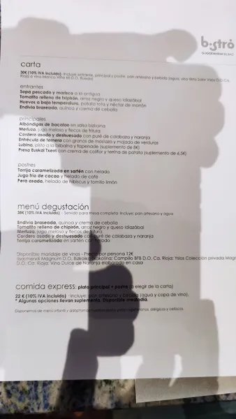 menu 2 of Bistró Guggenheim Bilbao