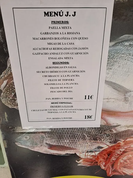 menu 1 of Cafetería Bar J J