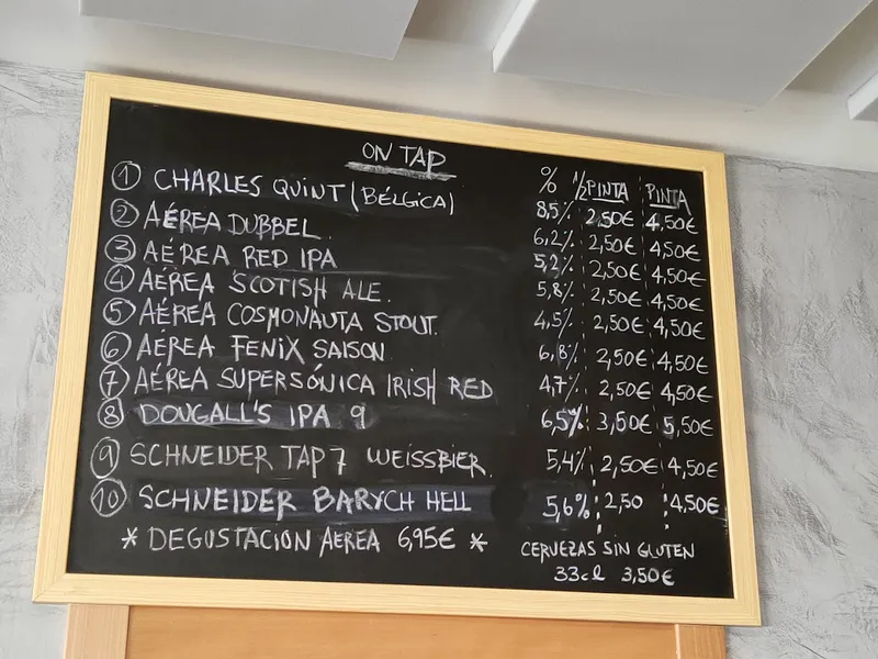 menu 0 of Cervezas Aérea