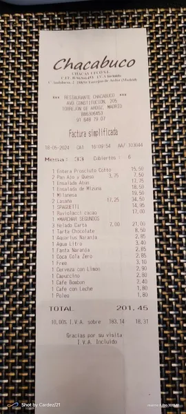 menu 2 of Restaurante Chacabuco