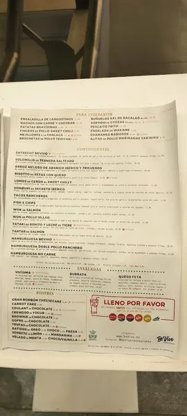 menu 2 of Bevivo Restaurante